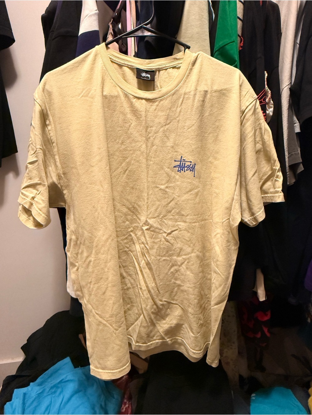 Stussy Pale Yellow Short Sleeve Logo Tee